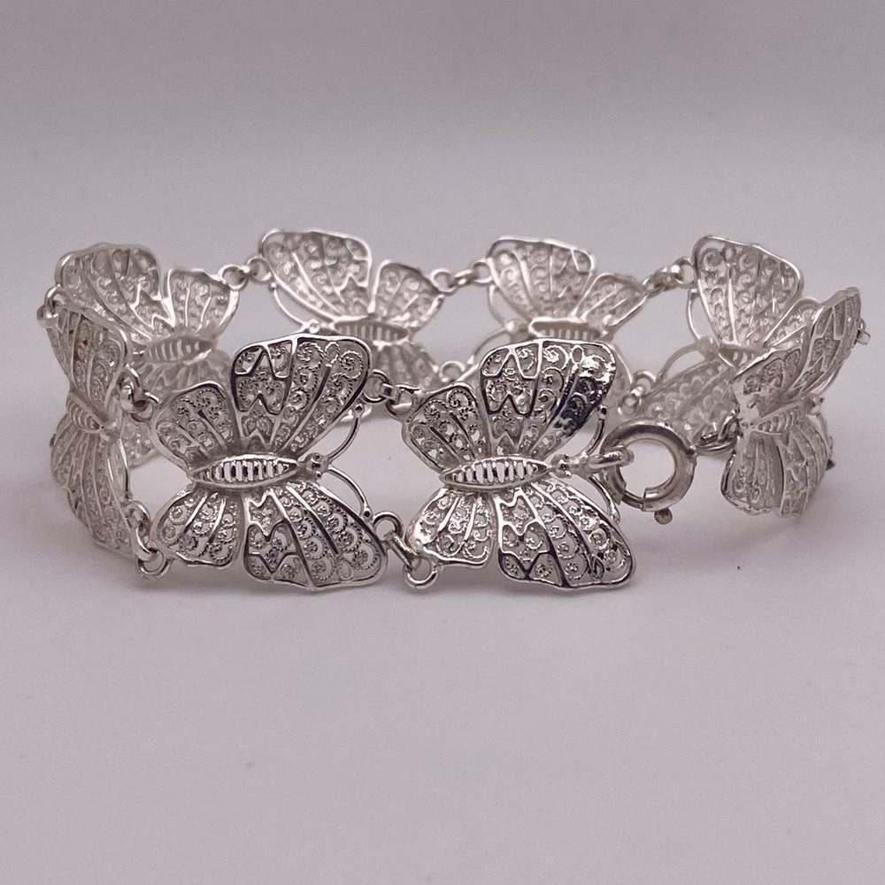 Sterling filigree butterfly bracelet